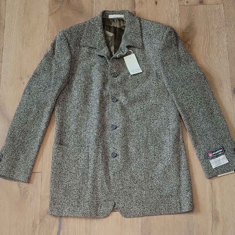 NWT Wool Blend Brown Vintage Suit Jacket Blazer Size 40L New